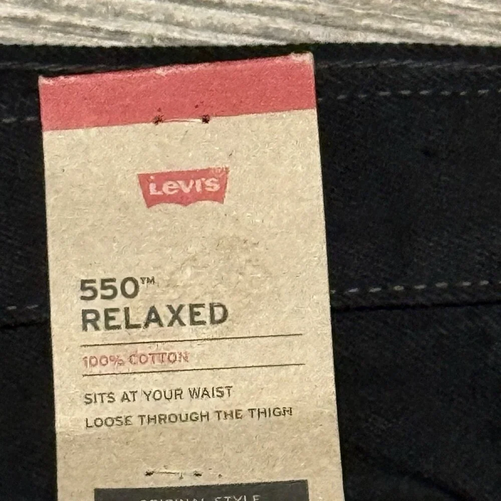 LEVIS 550 Relaxed Fit Jeans Loose Through the Thigh Sits Waist Black 44X29‎ NWT